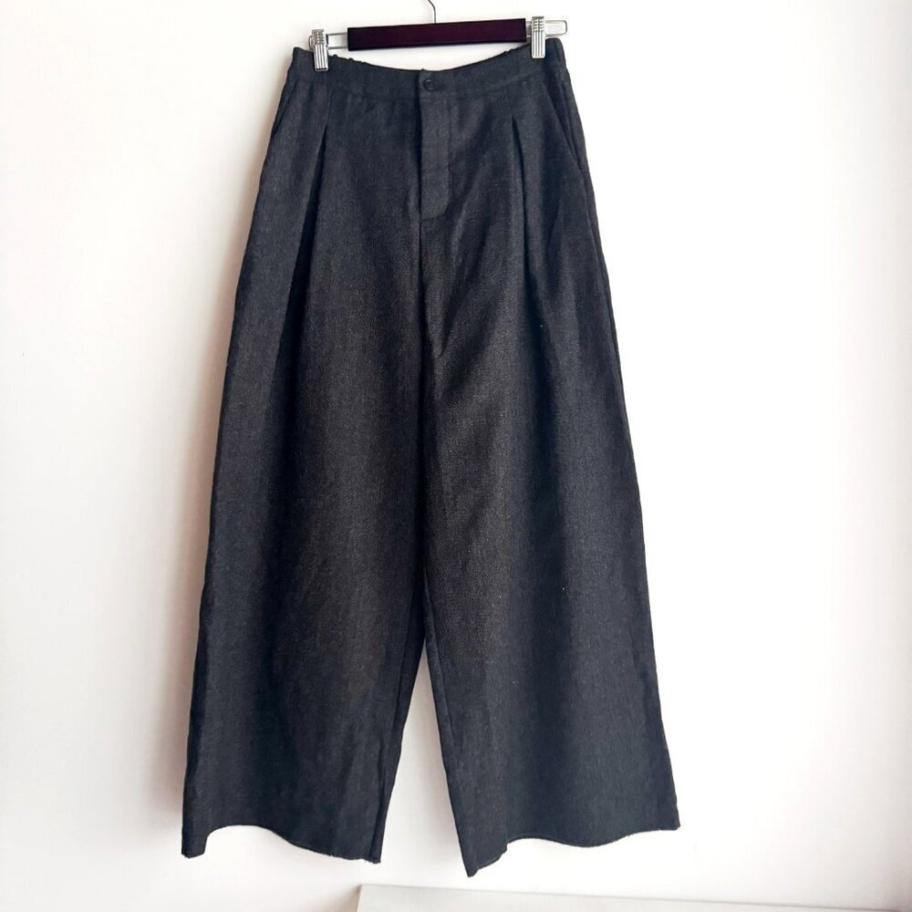 Elsa Esturgie Paris Dark Grey Wool Wide Leg Pants 40 MAde in France